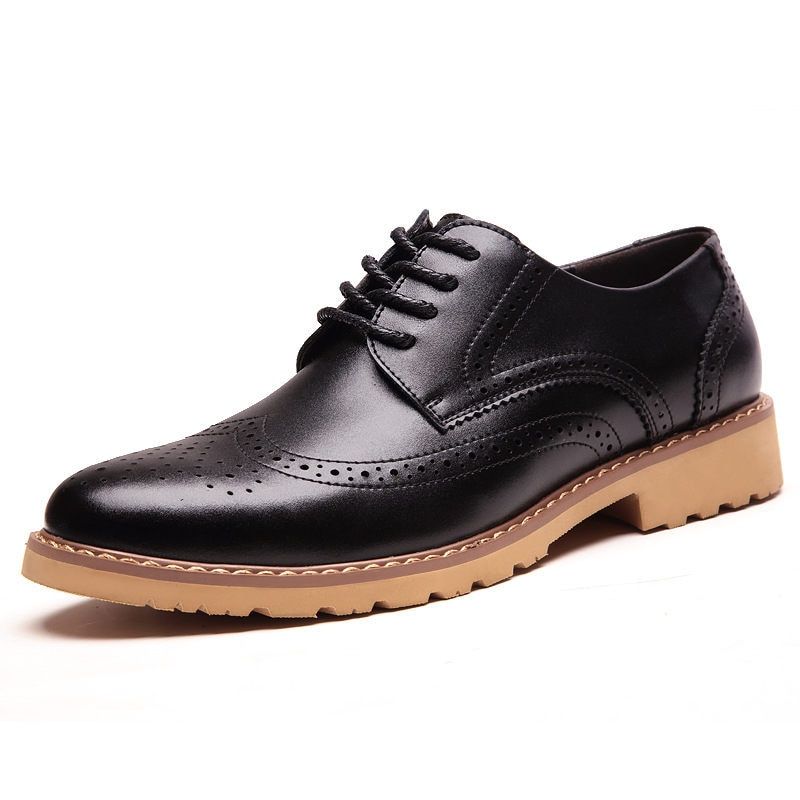 Round-Toe Leather Brogues - Merkmak Shoes