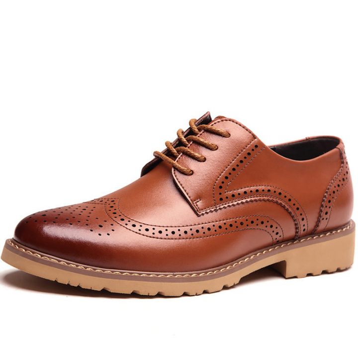 Round-Toe Leather Brogues - Merkmak Shoes