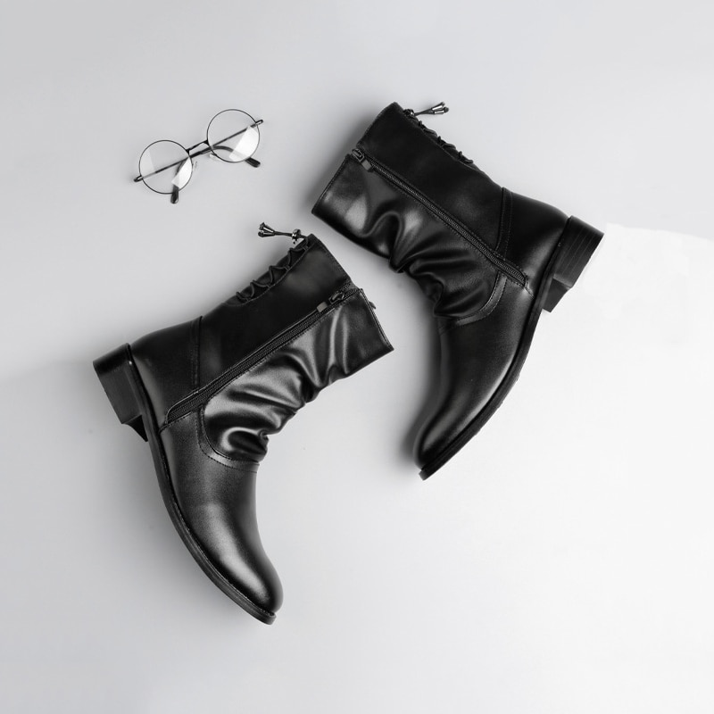 Pointed-Toe Casual Leather Boots - Image 5