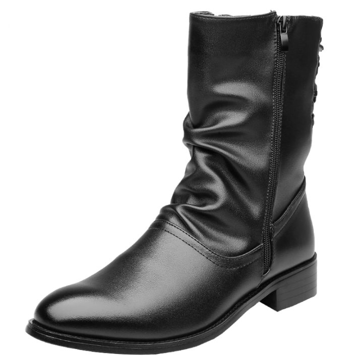 Pointed-Toe Casual Leather Boots