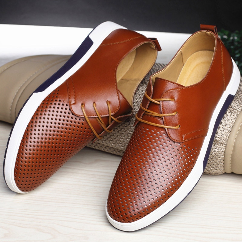 Merkmak 2018 Men Shoes luxury Brand Braid Leather Casual Driving Oxfords Shoes  