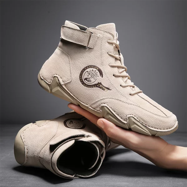 Stitched Panel Leather Ankle Boots