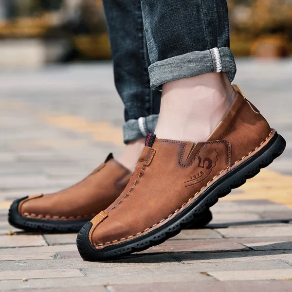 Big Size Split Leather Loafers