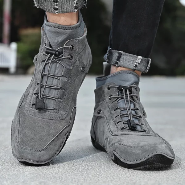Suede Leather Toggle Lace Ankle Boots