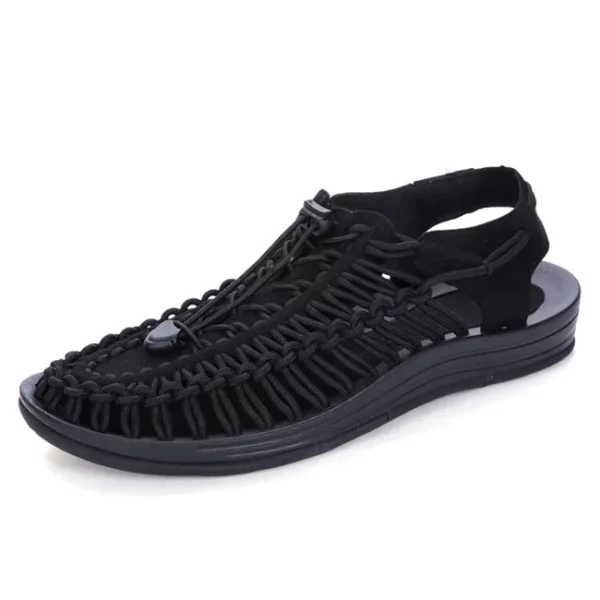 Braided Cage Microfiber Lace-Up Sandals