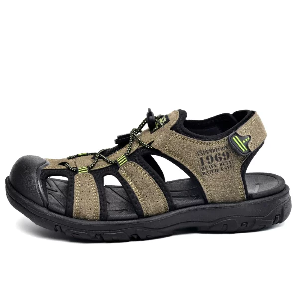 Closed-Toe Caged Hook-and-Loop Sandals
