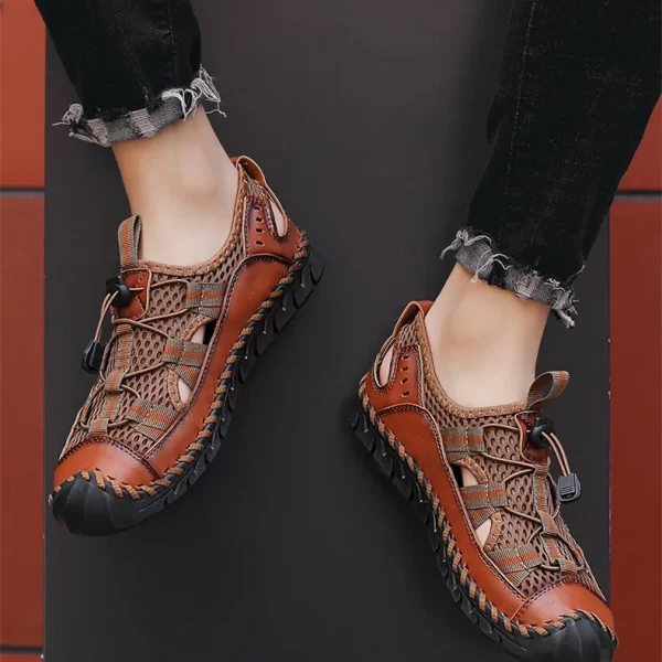 Perforated Leather Toe Guard Sandals