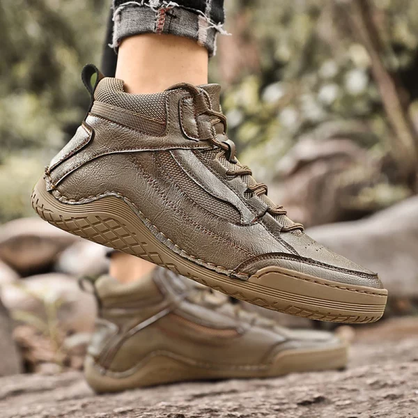 Strap-Panel High-Top Hiking Shoes