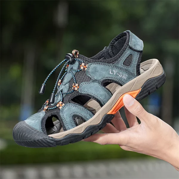 Closed-Toe Mesh Toggle-Lace Sandals