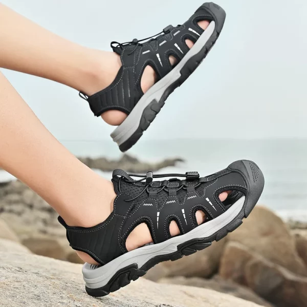 Overlay Mesh Toggle Lace Sandals