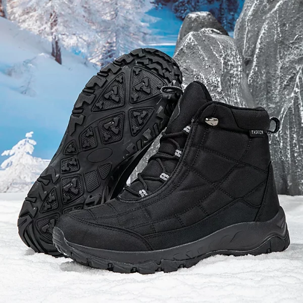 Quilted Panel Lace-Up Snow Boots