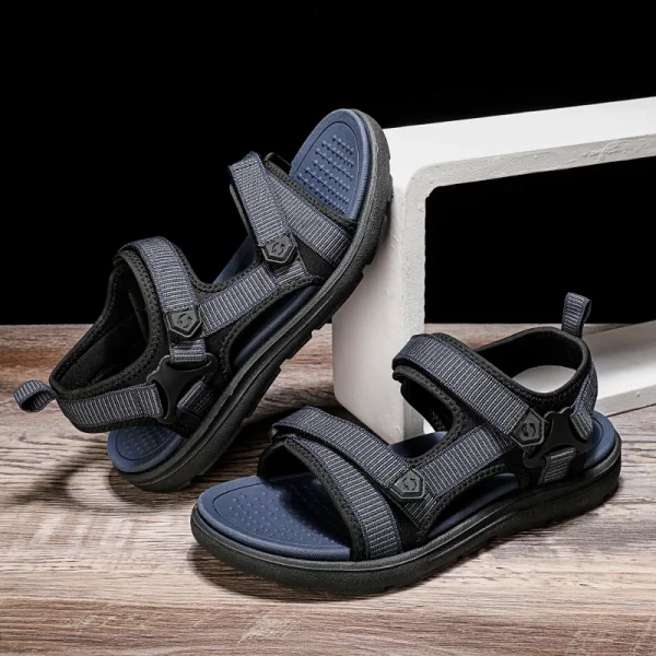 Cutout Synthetic Hook-and-Loop Sandals