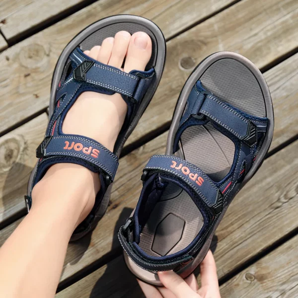 Multi-Strap Microfiber Hook-and-Loop Sandals