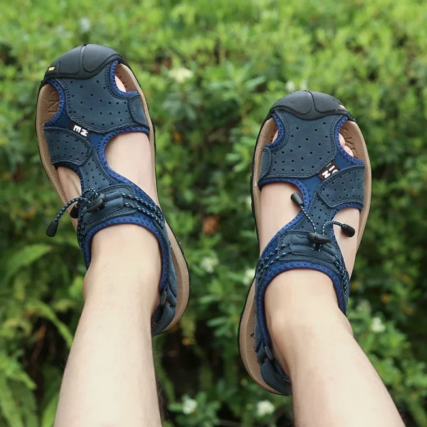 Perforated Leather Strap Sandals